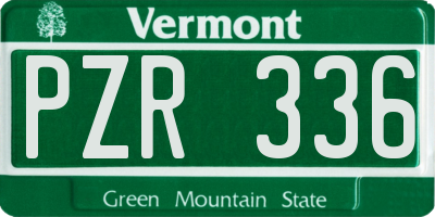 VT license plate PZR336