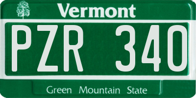 VT license plate PZR340