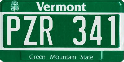 VT license plate PZR341
