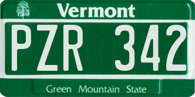 VT license plate PZR342