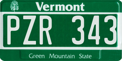 VT license plate PZR343