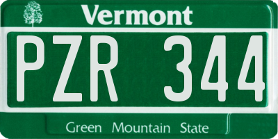 VT license plate PZR344