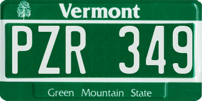 VT license plate PZR349