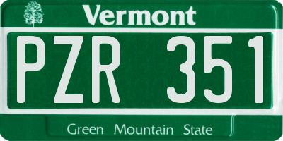 VT license plate PZR351