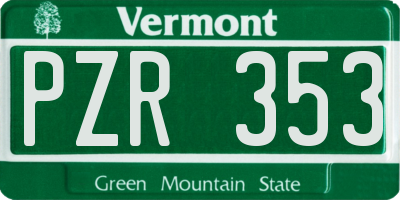 VT license plate PZR353