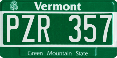 VT license plate PZR357