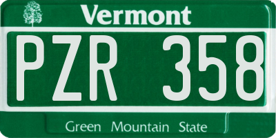 VT license plate PZR358
