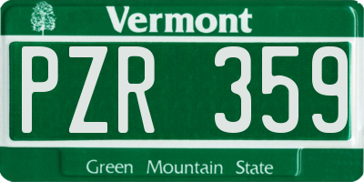 VT license plate PZR359