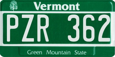 VT license plate PZR362