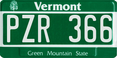 VT license plate PZR366