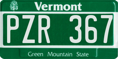 VT license plate PZR367