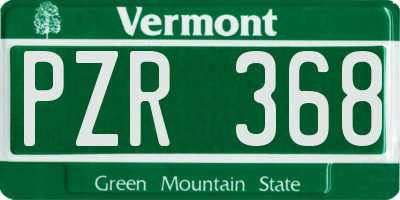 VT license plate PZR368