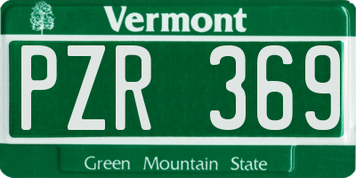 VT license plate PZR369