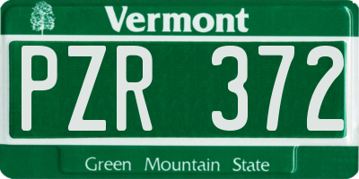 VT license plate PZR372