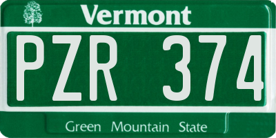 VT license plate PZR374