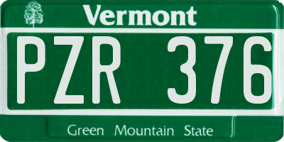 VT license plate PZR376