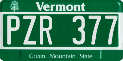 VT license plate PZR377