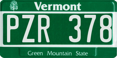 VT license plate PZR378