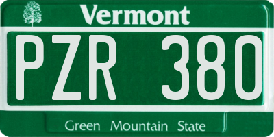 VT license plate PZR380