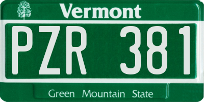VT license plate PZR381