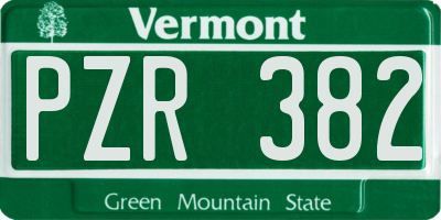 VT license plate PZR382