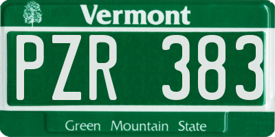 VT license plate PZR383