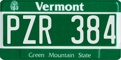 VT license plate PZR384