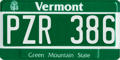 VT license plate PZR386
