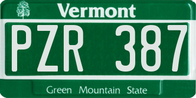 VT license plate PZR387