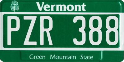 VT license plate PZR388