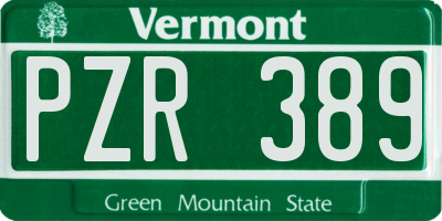 VT license plate PZR389