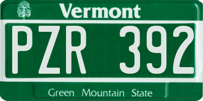 VT license plate PZR392