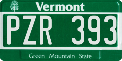 VT license plate PZR393