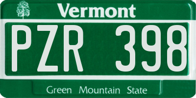 VT license plate PZR398
