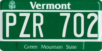 VT license plate PZR702