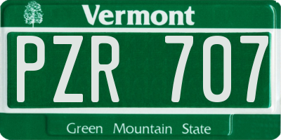 VT license plate PZR707