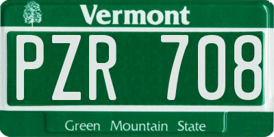 VT license plate PZR708