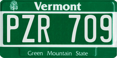VT license plate PZR709