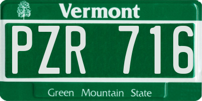 VT license plate PZR716