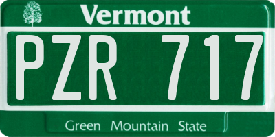 VT license plate PZR717