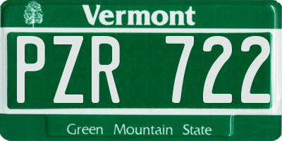 VT license plate PZR722