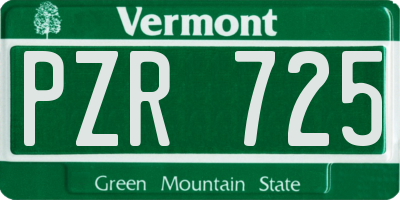 VT license plate PZR725