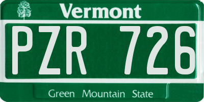 VT license plate PZR726