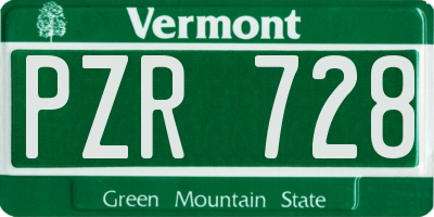 VT license plate PZR728