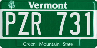 VT license plate PZR731