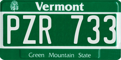 VT license plate PZR733