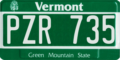 VT license plate PZR735