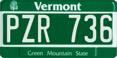 VT license plate PZR736