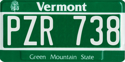 VT license plate PZR738