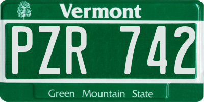 VT license plate PZR742
